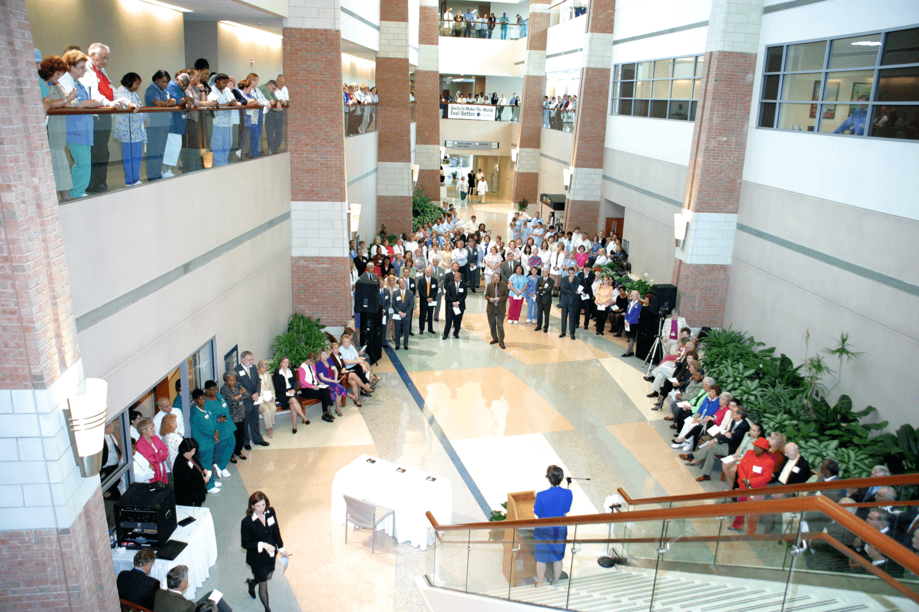 Staff gather at the ceremony