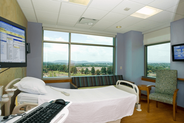 Patient rooms at Sentara Martha Jefferson Hospital